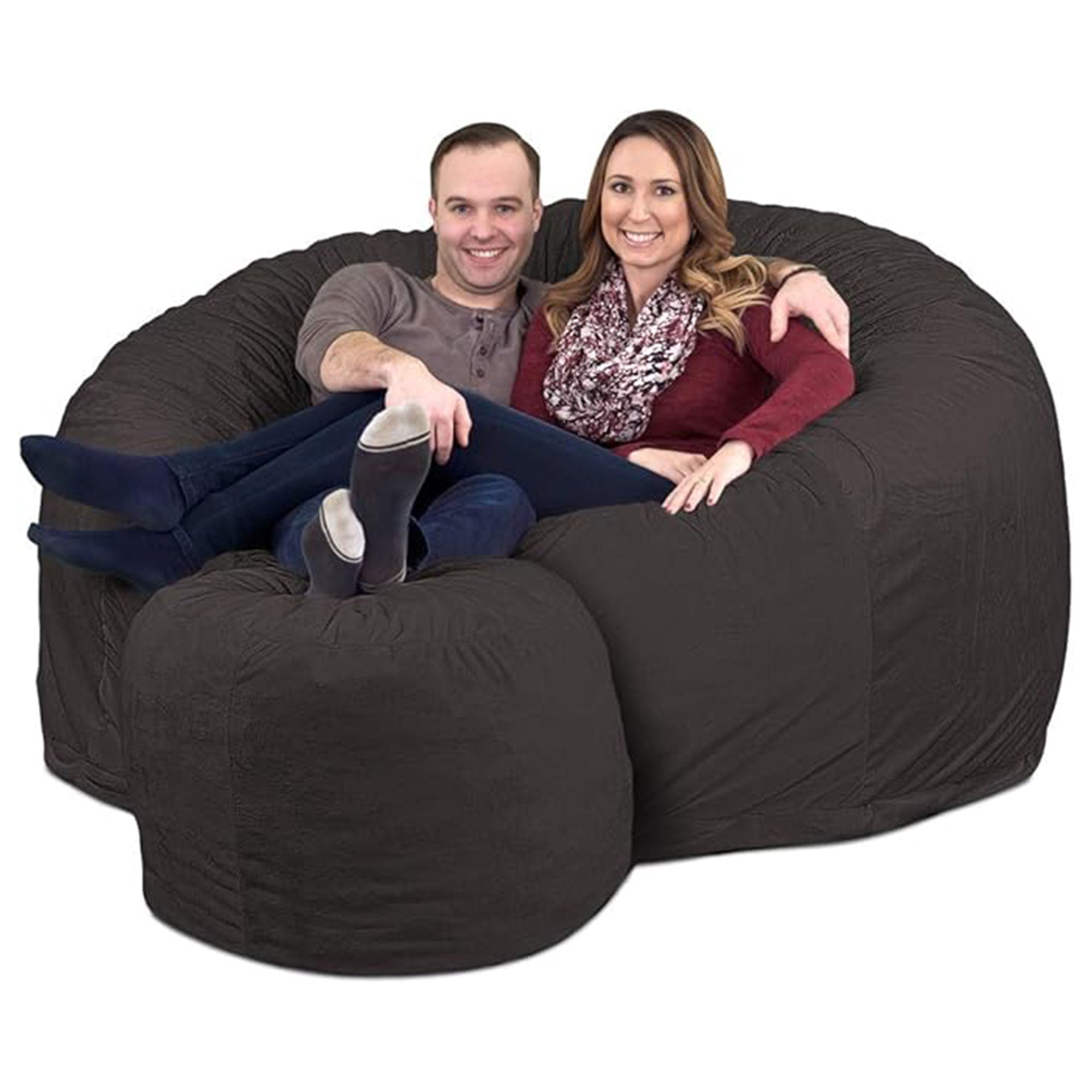 Ultimate Sack 6 Foot Foam Filled Suede Covered Bean Bag Chair w/Footstool (Used)