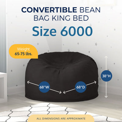 Ultimate Sack 6ft Bean Bag Chair and Footstool, Oversized Lounger, Grey Suede - VMInnovations