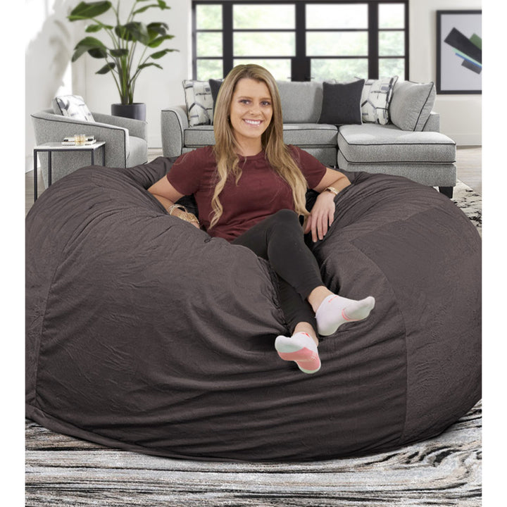 Ultimate Sack 6ft Bean Bag Chair and Footstool, Oversized Lounger, Grey Suede