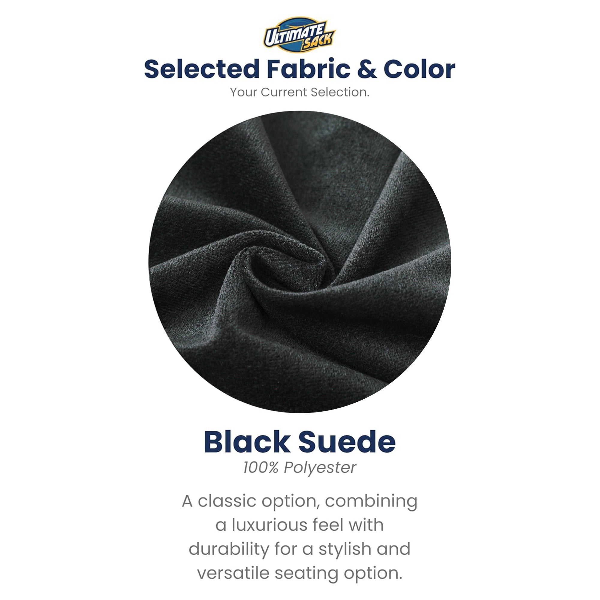 Ultimate Sack 6ft Bean Bag Chair and Footstool, Oversized Lounger, Black Suede - VMInnovations