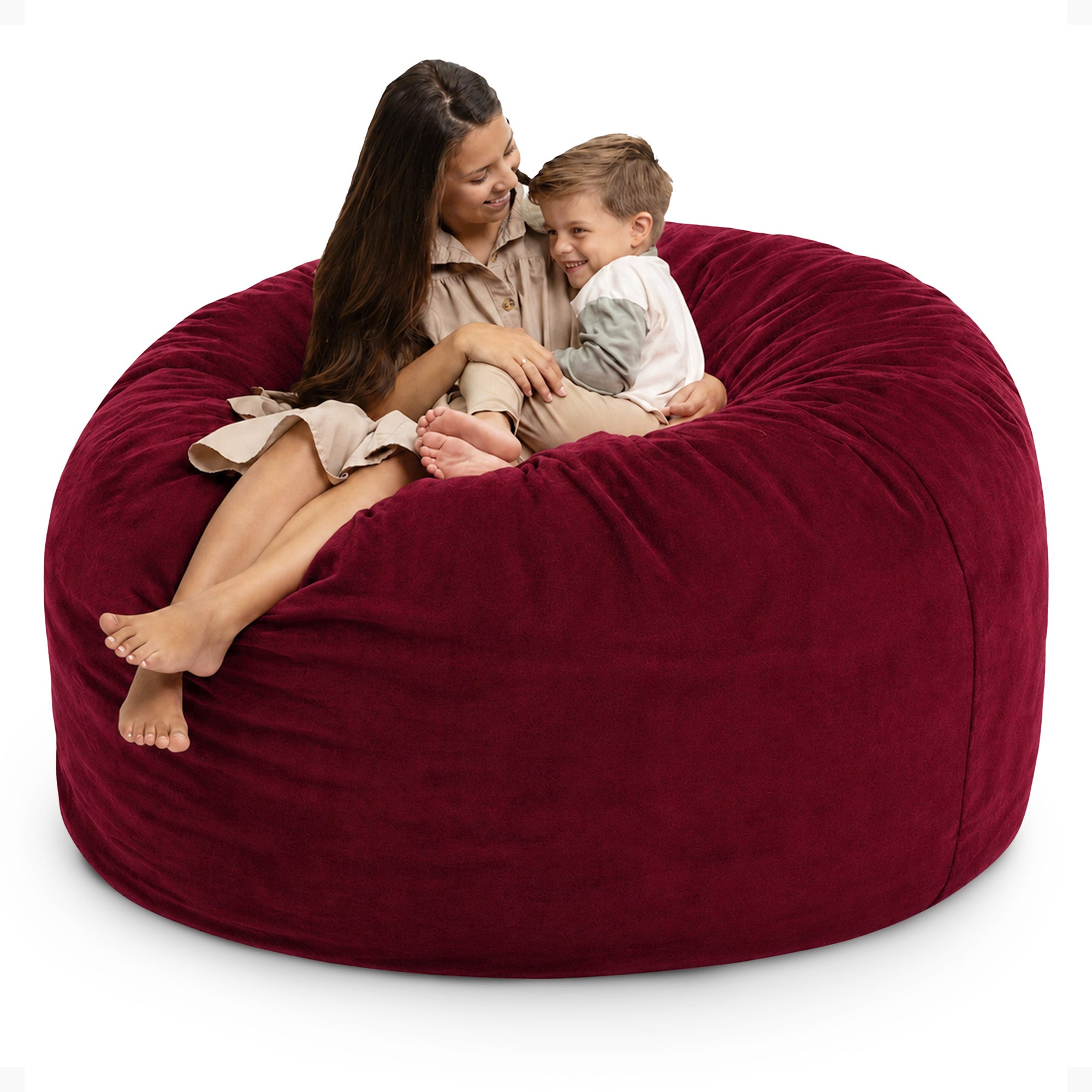 Ultimate Sack 6ft Bean Bag Chair, Oversized Indoor Comfy Lounger, Burgundy Suede - VMInnovations