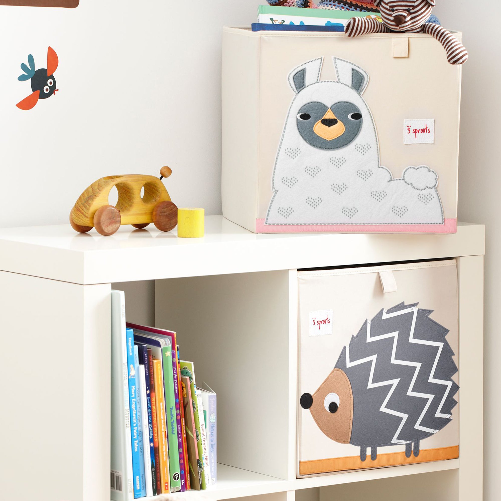 3 Sprouts Children's Foldable Fabric Storage Cube Soft Toy Bin Basket, Llama
