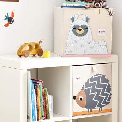 3 Sprouts Children's Foldable Fabric Storage Cube Soft Toy Bin Basket, Llama