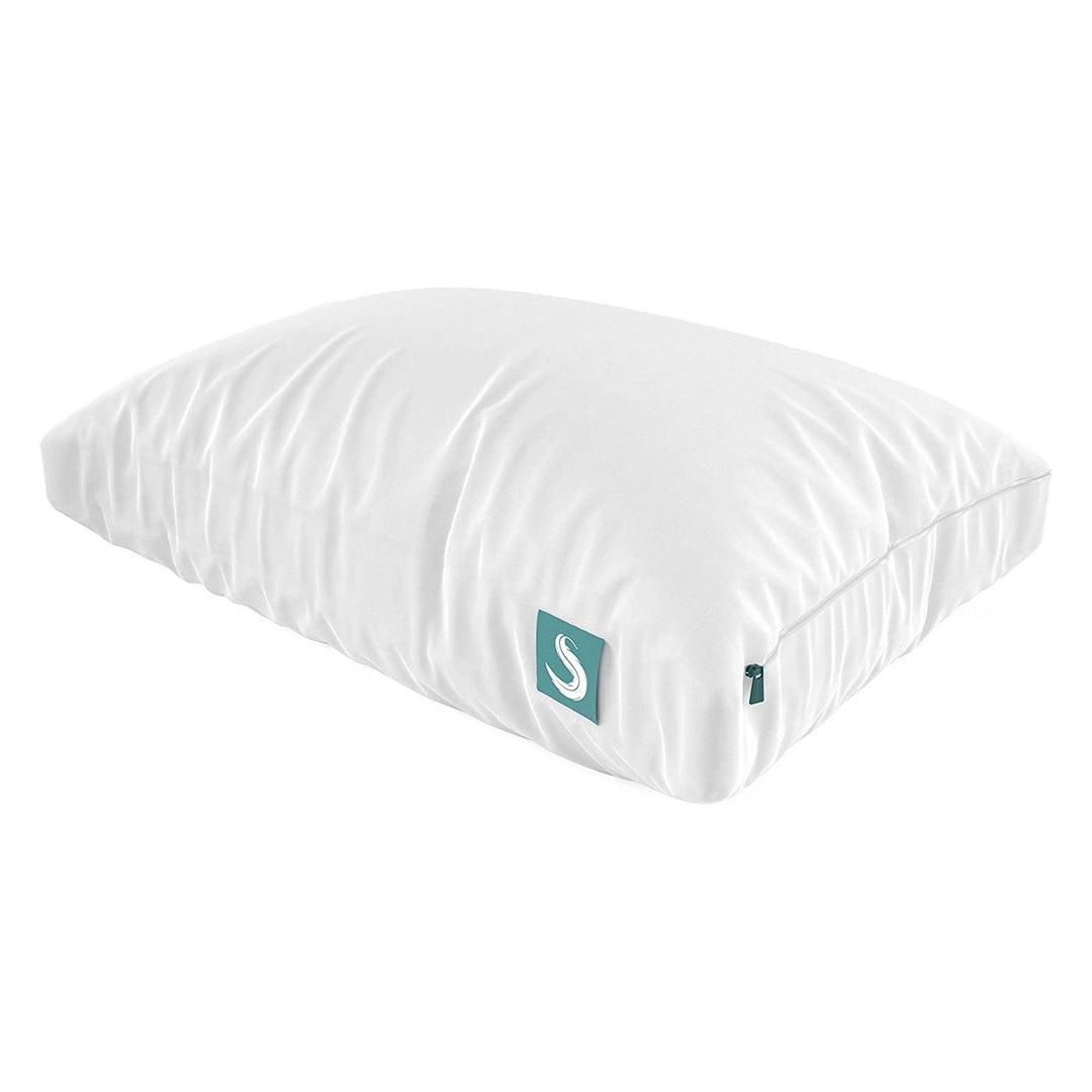 Sleepgram Bed Support Sleeping Pillow with Microfiber Cover, King Size, White