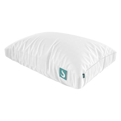 Sleepgram Bed Support Sleeping Pillow with Microfiber Cover, Queen Size, White