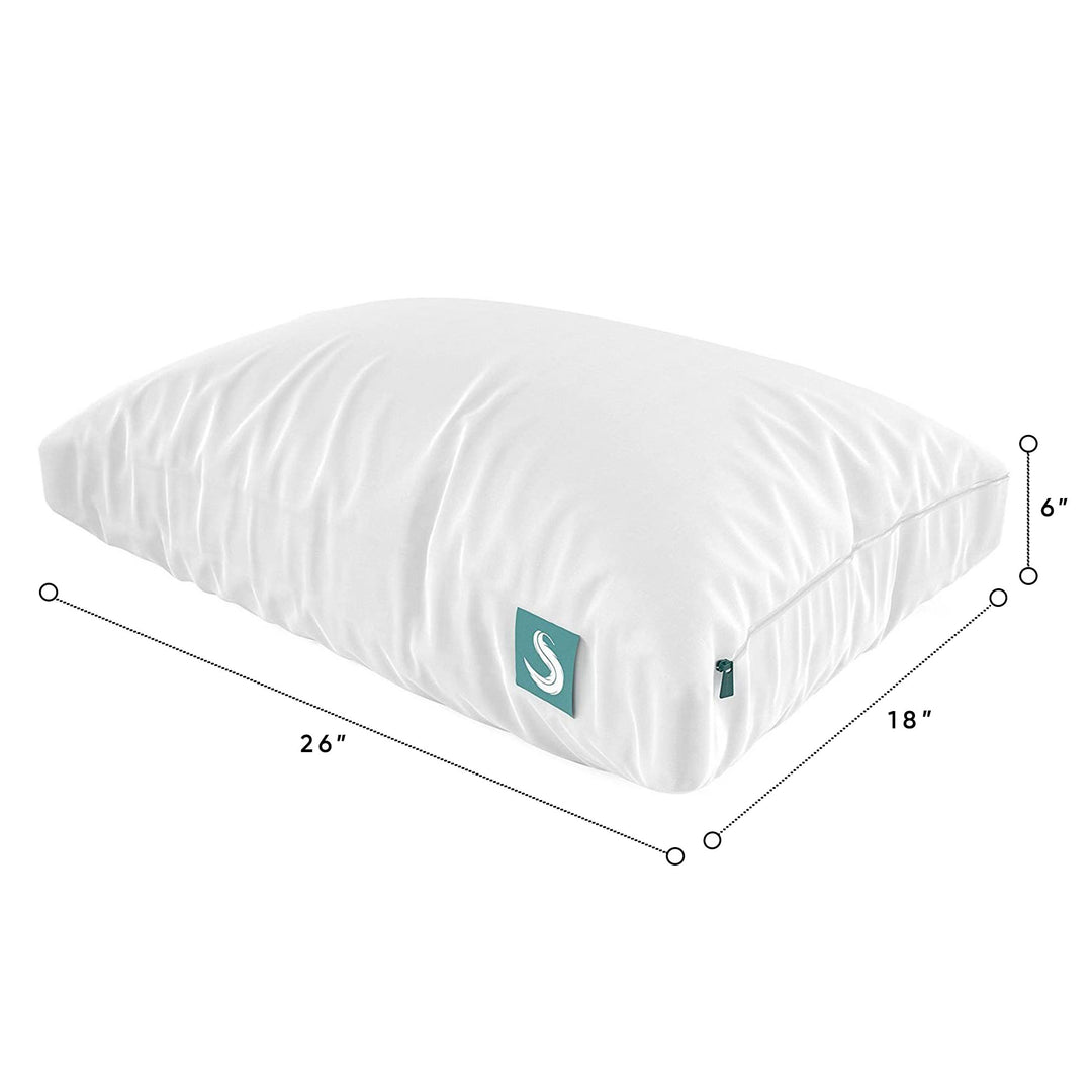 Sleepgram Bed Support Sleeping Pillow with Microfiber Cover, King Size, White