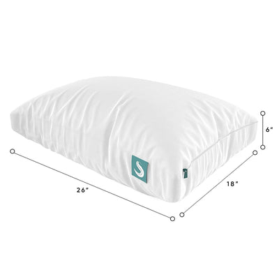 Sleepgram Bed Support Sleeping Pillow with Microfiber Cover, Queen Size, White