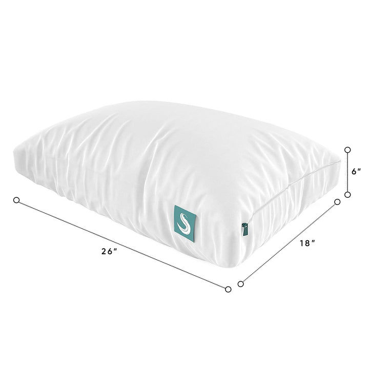 Sleepgram Bed Support Sleeping Pillow with Cover, Queen Size, White (2 Pack)