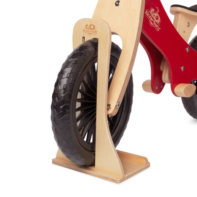 Kinderfeets Child Indoor Floor Wooden Single Bike Stand Storage Rack, Natural - VMInnovations