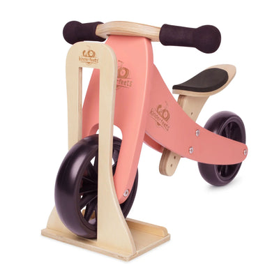 Kinderfeets Child Indoor Floor Wooden Single Bike Stand Storage Rack, Natural - VMInnovations