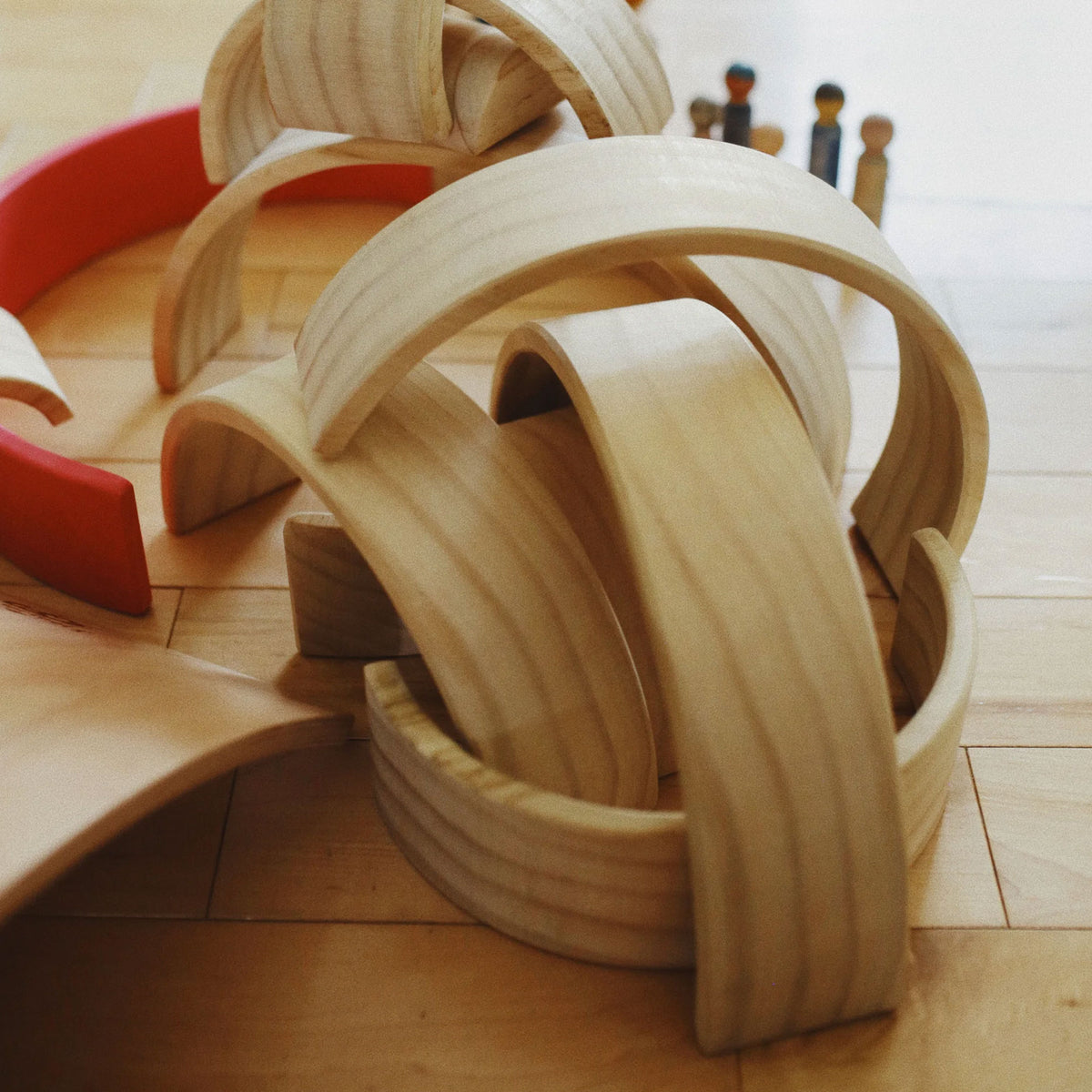Kinderfeets 12 Large Stackable Wooden Arches Play Toy for Toddlers, Natural - VMInnovations