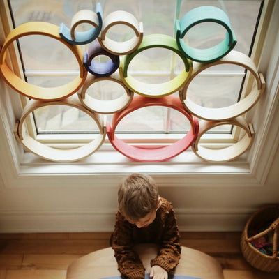 Kinderfeets 12 Large Stackable Wooden Arches Play Toy for Toddlers, Rainbow - VMInnovations