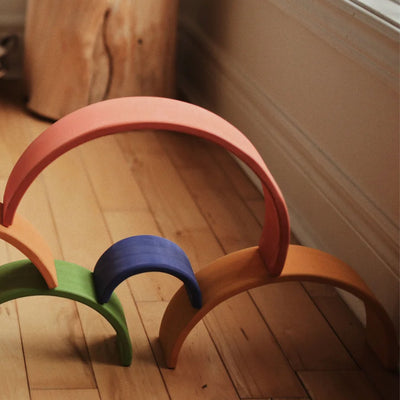 Kinderfeets 12 Large Stackable Wooden Arches Play Toy for Toddlers, Rainbow - VMInnovations