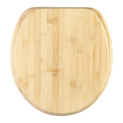 Round Soft Slow Close Molded Wood Adjustable Toilet Seat, Bamboo (Used)
