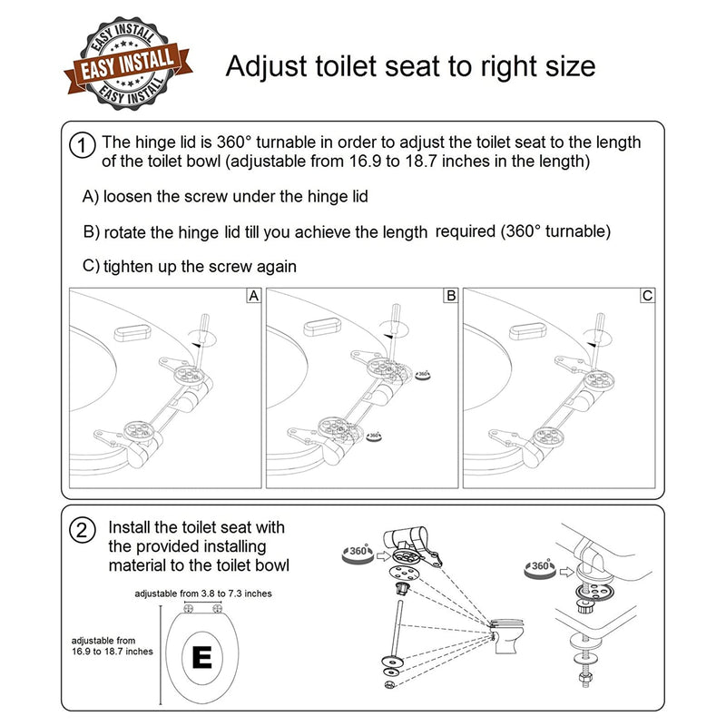 Sanilo 217 Soft Slow Close Elongated Molded Adjustable Toilet Seat (Open Box)