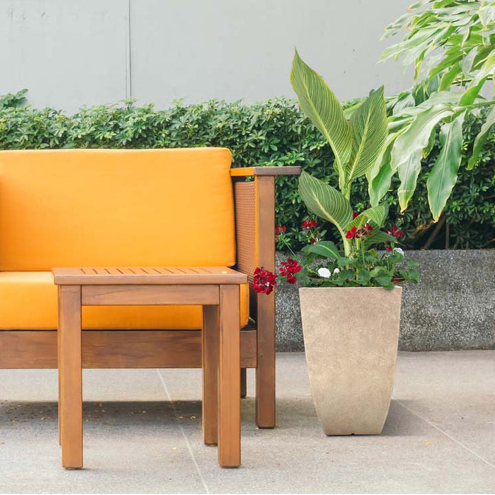 Southern Patio Newland 21 Inch Square Outdoor Porch Patio Resin Planter, Bone - VMInnovations