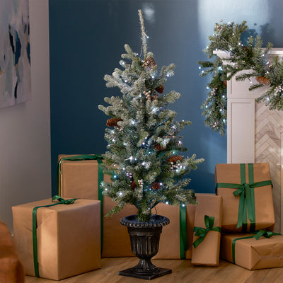 National Tree Company Snow Morgan Spruce Prelit 4' Tree, 9' Garland & 24" Wreath