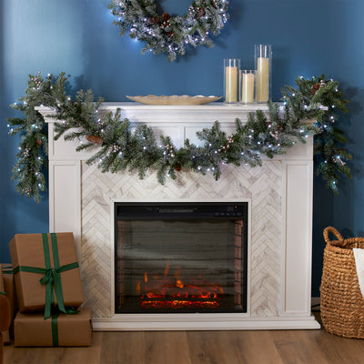 National Tree Company Snowy Morgan Spruce 9' Prelit Christmas Garland (2 Pack)