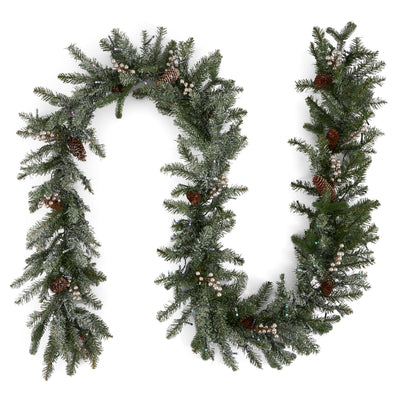 National Tree Company Snowy Morgan Spruce 9' Prelit Twinkly Christmas Garland
