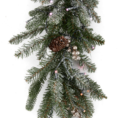 National Tree Company Snowy Morgan Spruce 9' Prelit Twinkly Christmas Garland