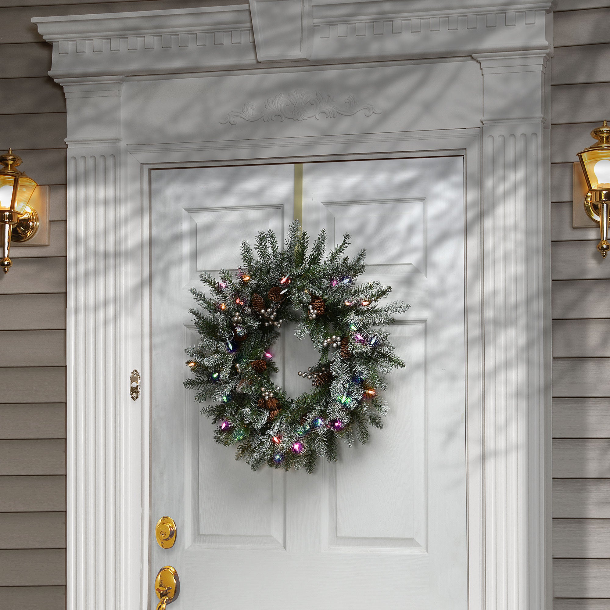 National Tree Company Snowy Morgan Spruce 24" Prelit Twinkly Christmas Wreath