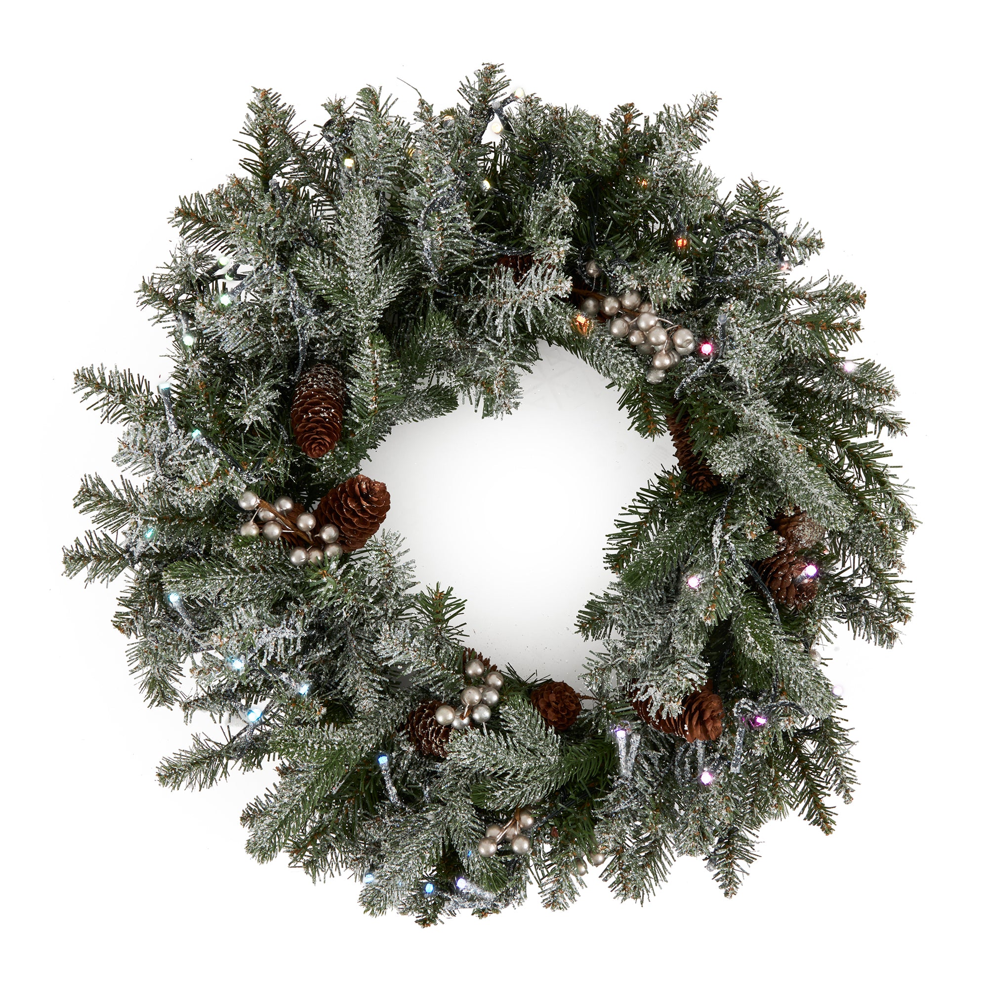 National Tree Company Snowy Morgan Spruce 24" Prelit Twinkly Christmas Wreath