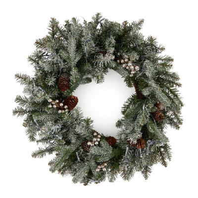 National Tree Company Snowy Morgan Spruce 24" Prelit Twinkly Christmas Wreath