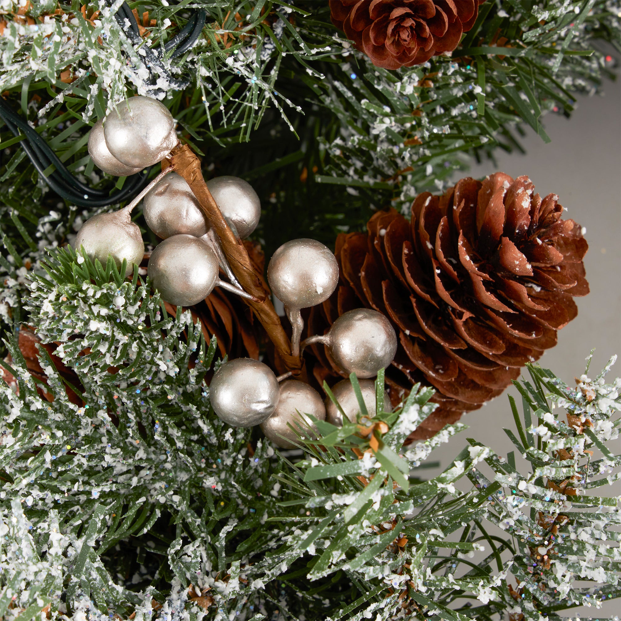 National Tree Company Snowy Morgan Spruce 24" Prelit Twinkly Christmas Wreath