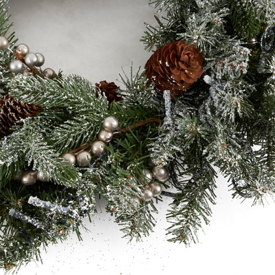National Tree Company Snowy Morgan Spruce 24" Prelit Twinkly Christmas Wreath