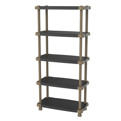 Plastiken Titanium Heavy Duty Indoor Outdoor 5 Shelf Storage Organizer, Black