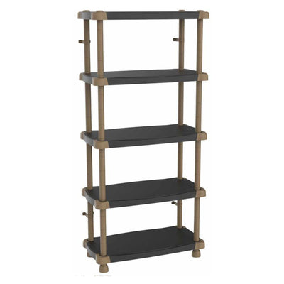 Plastiken Titanium Heavy Duty Indoor Outdoor 5 Shelf Storage Organizer, Black