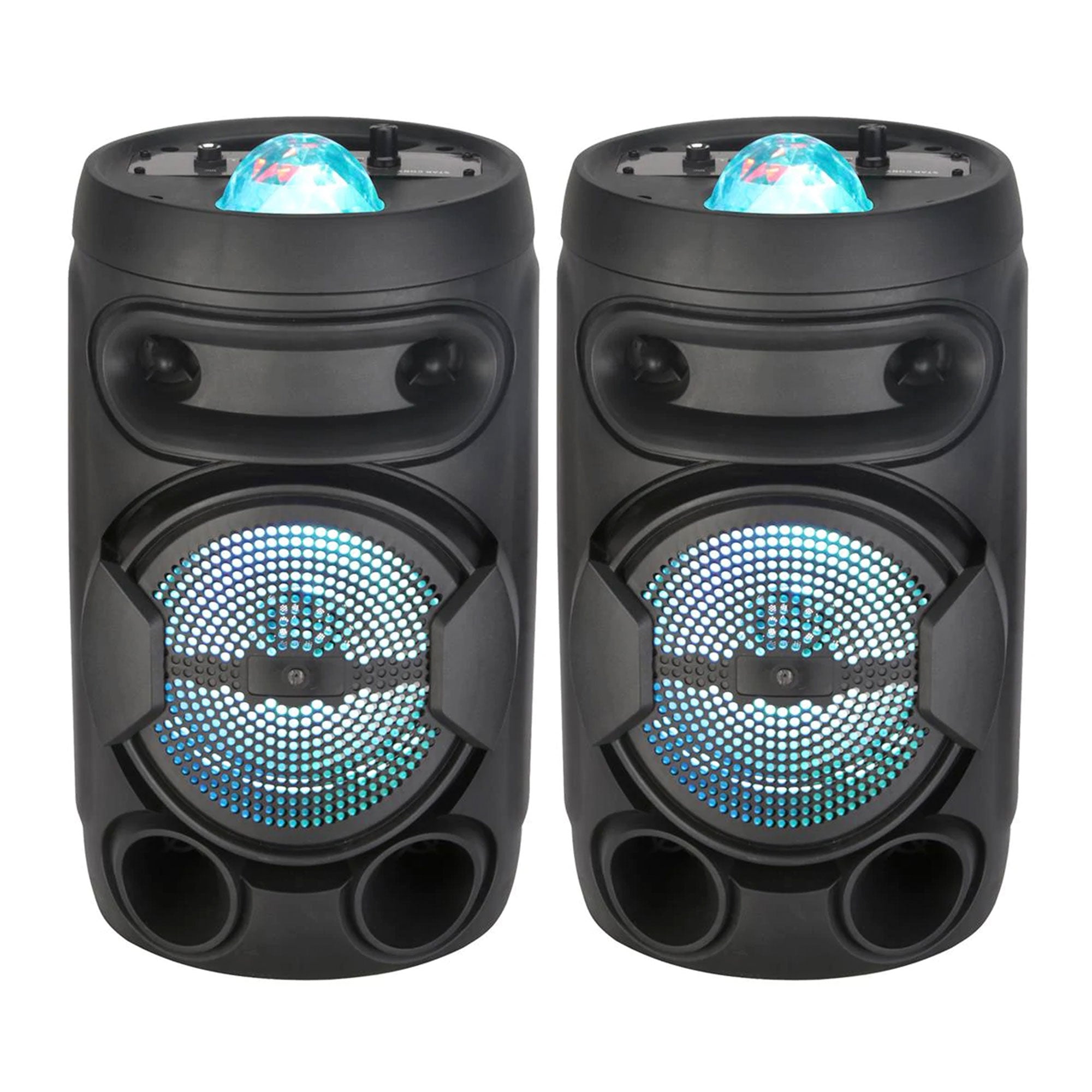 Pyle PPHP81LTB 200 Watt Portable Bluetooth Speaker System w/ Microphone, 2 Pack