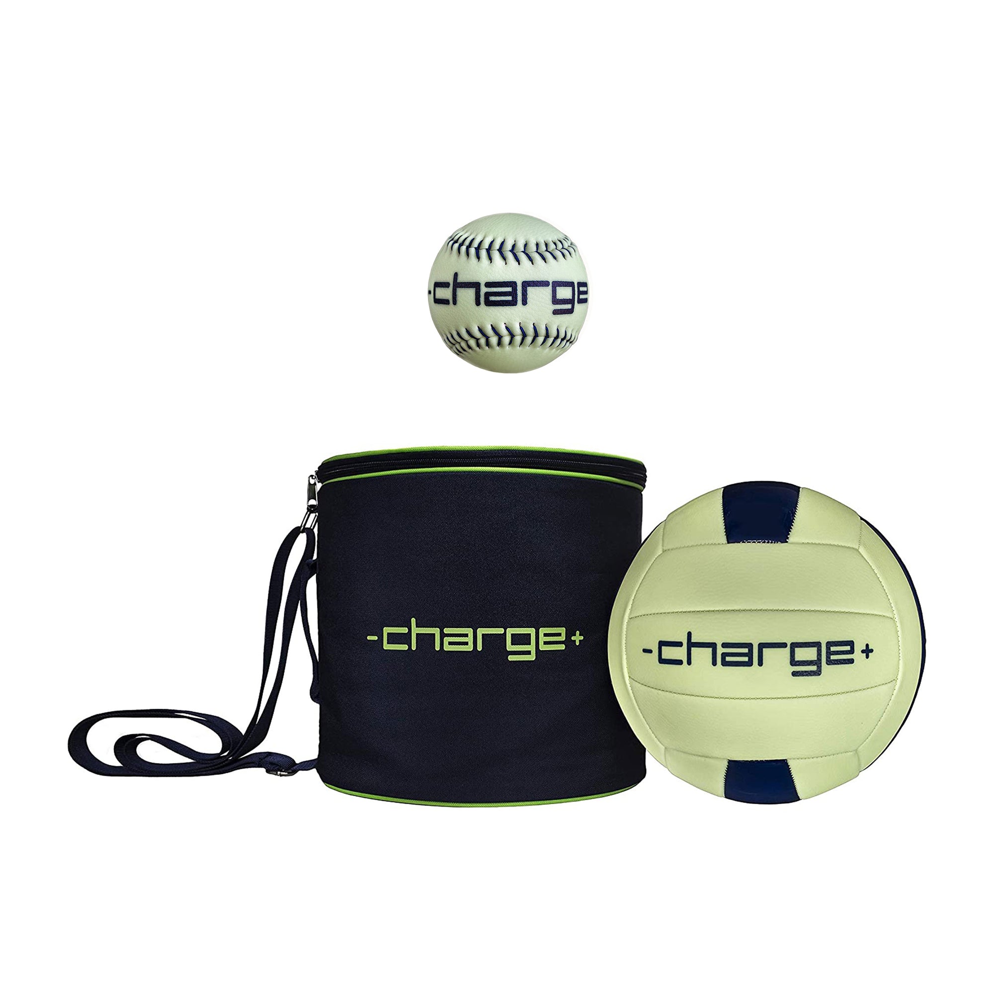 Chargeball Glow In The Dark Volleyball PRO Kit w/ Bag & Regulation Size Baseball - VMInnovations