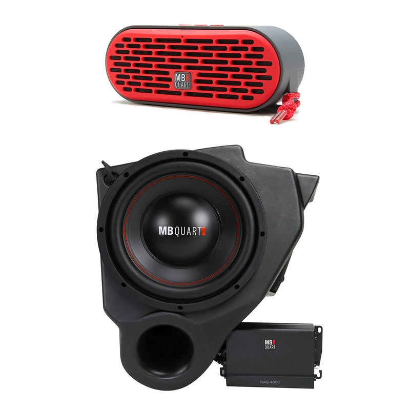 MB Quart STAGE 2 Polaris RZR Subwoofer System & QUBThree Bluetooth Speaker, Red