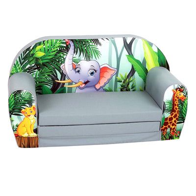 Delsit Toddler Couch 2 in 1 Flip Open Kid Sized Foam Sofa Lounger, Elephant Pal - VMInnovations
