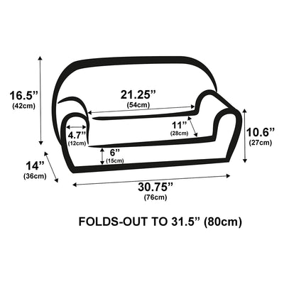 Delsit Toddler Couch 2 in 1 Flip Open Kid Sized Foam Sofa Lounger, Elephant Pal - VMInnovations
