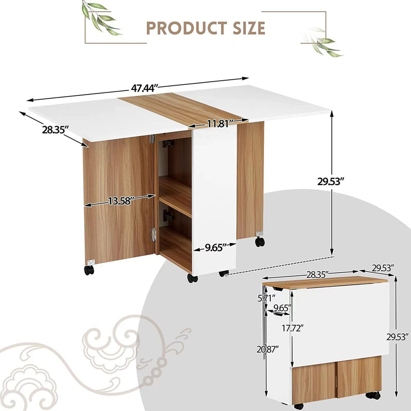 JOMEED Folding Dining Kitchen Table w/ Drawer & 2-Layer Storage Shelf (Open Box)