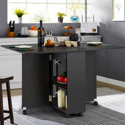 JOMEED Folding Dining Kitchen Table with Drawer and 2-Layer Storage Shelf (Used) - VMInnovations