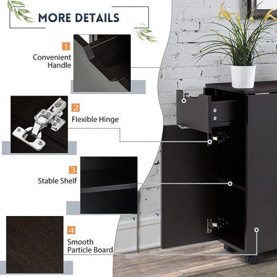 JOMEED Folding Dining Kitchen Table with Drawer and 2-Layer Storage Shelf (Used) - VMInnovations