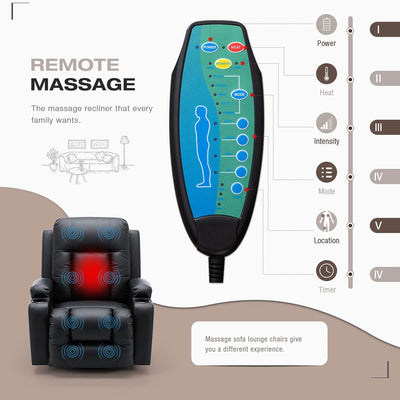 JOMEED PU Heated Leather Massage Rocking Recliner Chair with 360 Degree Swivel