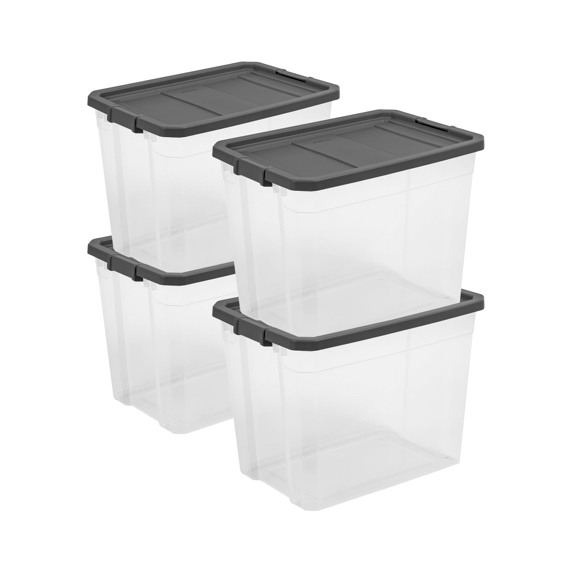 Sterilite 108 Qt Clear Stacker Organizational Storage Tote w/ Latching Lid, Grey - VMInnovations
