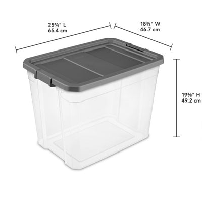 Sterilite 108 Qt. Clear Stacker Storage Container Tote w/ Latching Lid, (4 Pack)