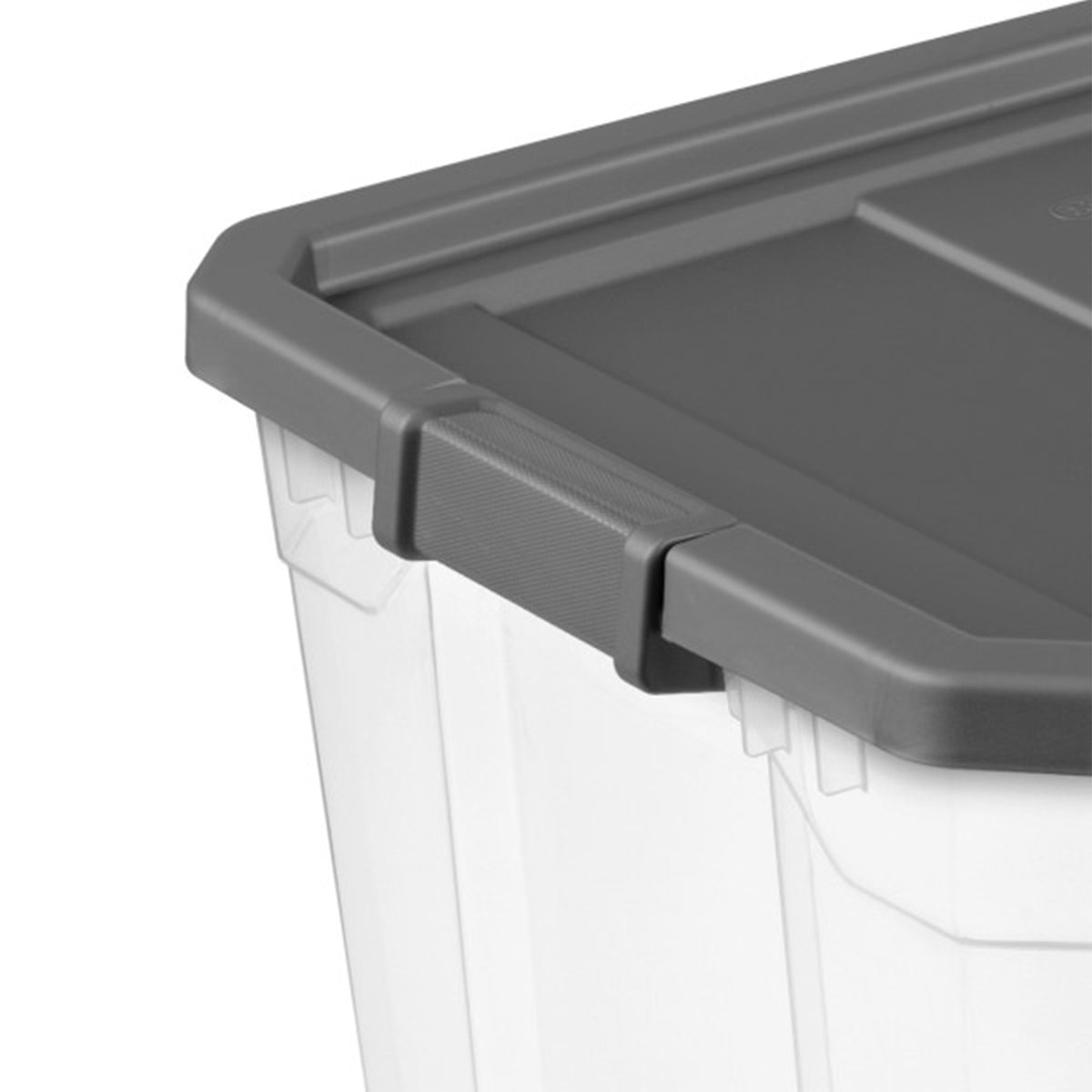 Sterilite 108 Qt Clear Stacker Organizational Storage Tote w/ Latching Lid, Grey