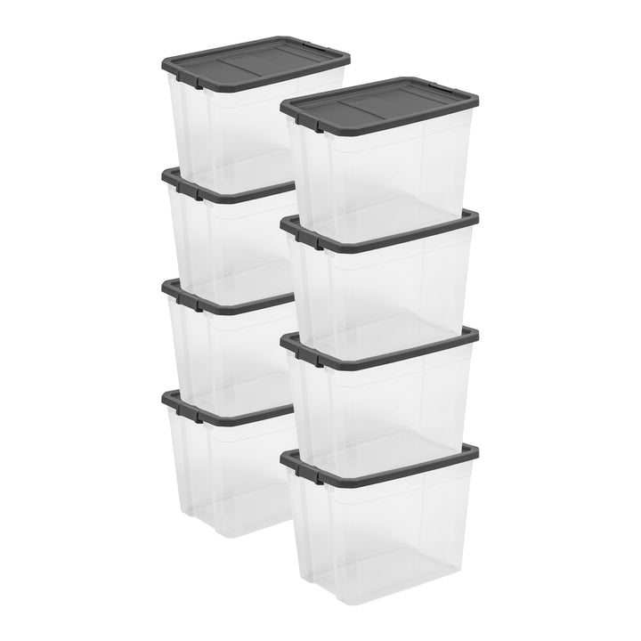 Sterilite 108 Quart Clear Stacker Storage Container Tote w/ Latching Lid, 8 Pack