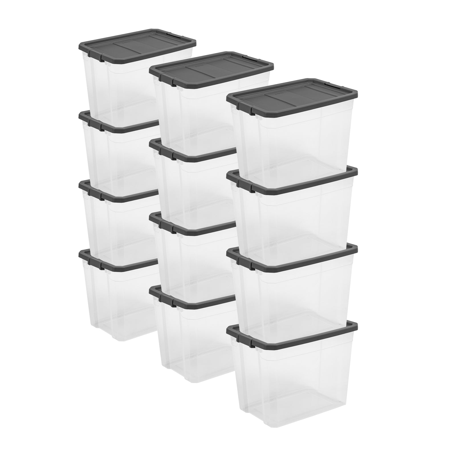 Sterilite 108 Qt Clear Stacker Storage Container Tote w/ Latching Lid, 12 Pack - VMInnovations