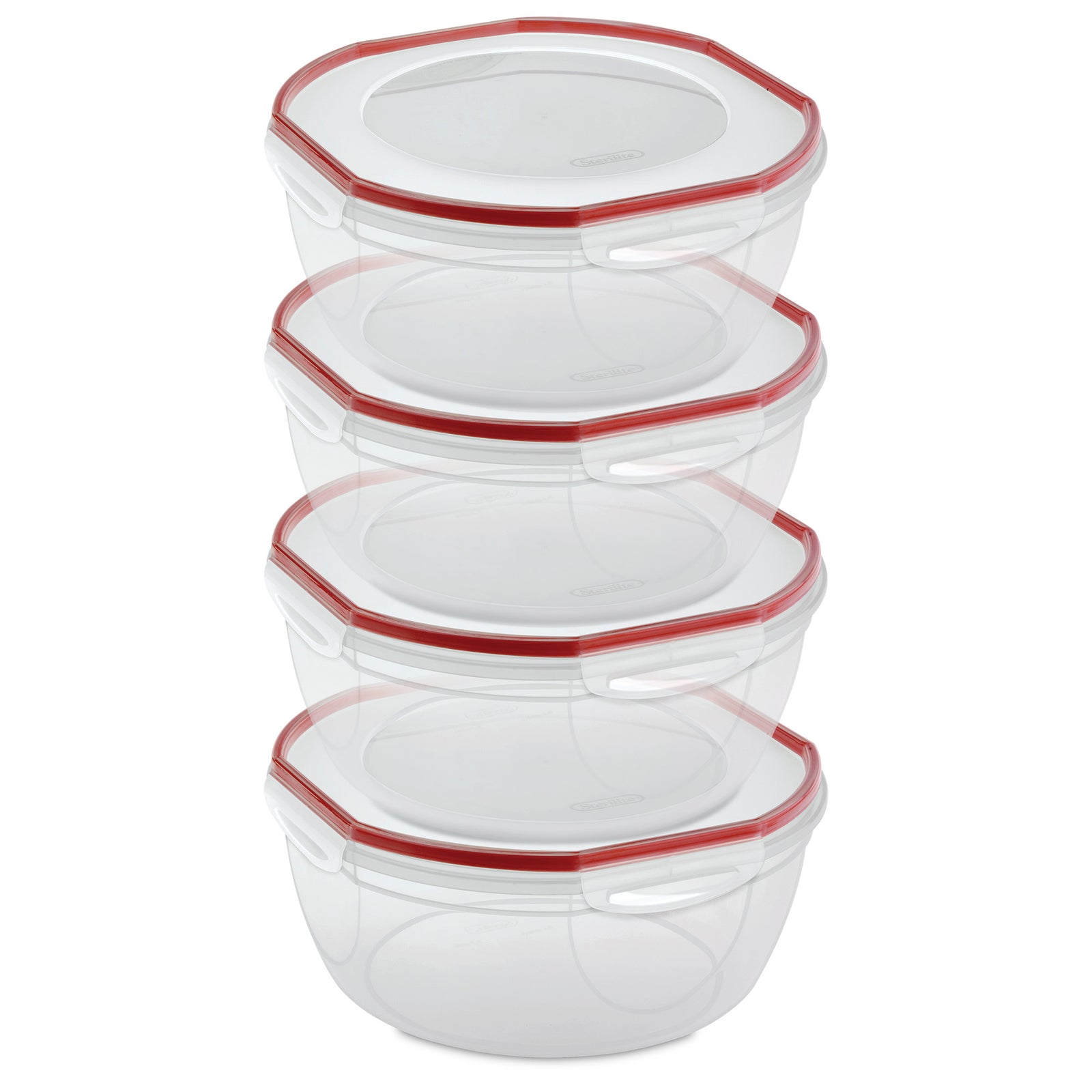 Sterilite Ultra Seal 8.10 Quart Plastic Food Storage Bowl Container, 4 Pack - VMInnovations