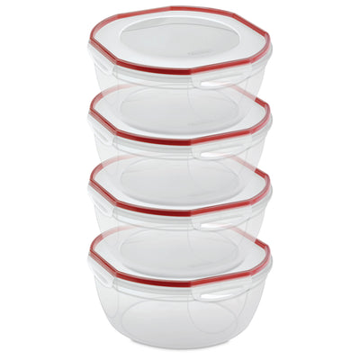 Sterilite Ultra Seal 8.10 Quart Plastic Food Storage Bowl Container, 4 Pack - VMInnovations