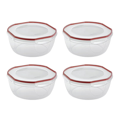 Sterilite Ultra Seal 8.10 Quart Plastic Food Storage Bowl Container, 4 Pack