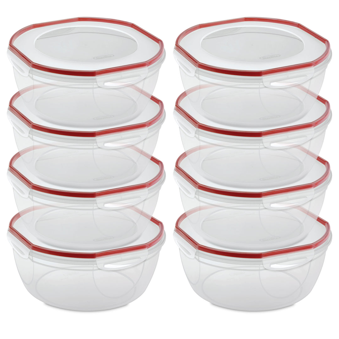 Sterilite Ultra Seal 8.10 Quart Plastic Food Storage Bowl Container, 8 Pack