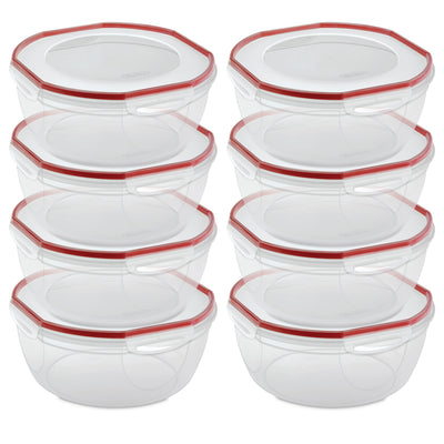 Sterilite Ultra Seal 8.10 Quart Plastic Food Storage Bowl Container, 8 Pack